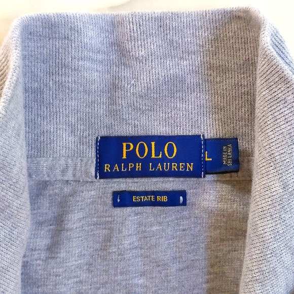 NWOT. Polo Ralph Lauren Men Estate Rib Sweater w/color embroidered Logo & 3/4Zip - Picture 3 of 6